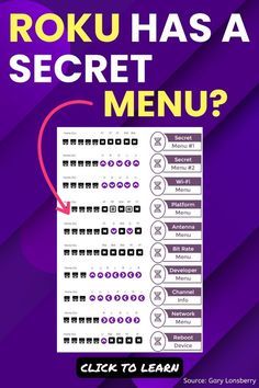 a menu with the words roku has a secret menu and click to learn it