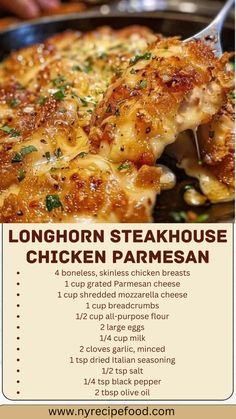 a flyer for the longhorn steakhouse chicken parmesan