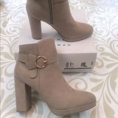 Lauren Conrad Taupe Avant Ankle Booties Boot Size 9 Heel Is Approx 4” Height From Bottom Of Heel To Top Of Shoe Is Just Under 8” Decorative Buckle Is Rose Gold Colored Rose Gold Boots, Taupe Ankle Boots, Cutout Ankle Boots, Fur Ankle Boots, Open Toe Boots, Peep Toe Boots, Brown Booties, Block Heel Boots, High Heel Boots Ankle