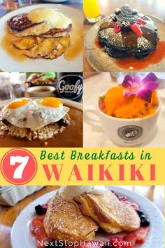 When it comes to breakfast Waikiki is Hawaii's foodie paradise. In fact, the Waikiki Beach area is home to an overwhelming number of terrific breakfast spots. From loco moco and acai bowls to souffle pancakes and cheesy omelets, here’s where to find the best breakfasts in Waikiki to kick off your day with aloha. Best Seafood In Oahu, Hawaii Breakfast, Oahu Trip, Hawaiian Breakfast