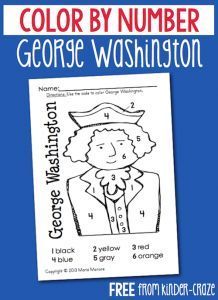 the color by number george washington coloring page for kids to learn how to use it