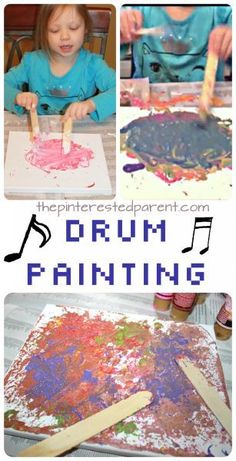 kids are making art with crayon paint and music notes on the paper sheet