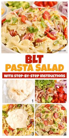 the steps to make blt pasta salad with step by step instructions