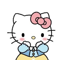 an image of a cartoon hello kitty holding something in her hands and looking at the camera