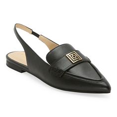 Liz Claiborne designed these Chapel women's shoes for a modernized loafer look to refine a classic style. They are crafted from faux leather and have a cushioned insole, pointed-toe, a gold-tone branded logo at the vamp, and slingback straps to secure the fit. Try wearing yours with a long vest and suit shorts.Closure Type: SlingbackShoe Heel Height: 1/2 InchUpper/Outer Base Material: 100% PolyurethaneShoe Lining Material: PolyurethaneSole Material Content: 100% Thermoplastic-RubberToe Type: Poi Loafer Shoes Women, Long Vests, The Vamps, Liz Claiborne, Loafer Shoes, Classic Style, Heel Height, Loafers, Faux Leather