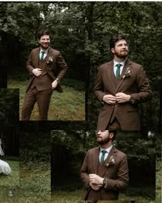 groom wearing a 3 piece tweed suit Brown Tweed Suit, Nice Suits, Lotr Wedding, Rusting Wedding, Vintage Tuxedo, Mens Wedding Attire, Tweed Suit, Brown Wedding, Brown Tweed