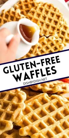 gluten - free waffles with syrup on the side