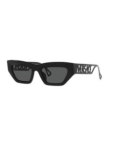 Versace Woman  Black Size: 53 Contemporary Black Polarized Sunglasses, Trendy Black Acetate Cat Eye Sunglasses, Black Acetate Cat Eye Sunglasses For Summer, Modern Black Acetate Sunglasses, Modern Black Acetate Cat Eye Sunglasses, Contemporary Black Sunglasses With Gradient Lenses, Versace Logo, Cat Eye Sunglasses, Neiman Marcus