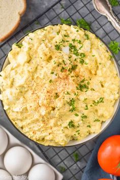 an overhead view of a bowl of mashed potatoes