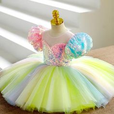 "New With No Tag" Let Your Little One Shine In Our Enchanting Pastel Princess Dress! This Magical Dress Features A Stunning Sequin Bodice With A Beautiful Blend Of Pastel Colors, Creating A Sparkling Effect That's Sure To Delight. The Puff Sleeves Add A Touch Of Fairy-Tale Charm, While The Layered Tulle Skirt Flows Gracefully, Perfect For Twirling. Ideal For Special Occasions, Dress-Up Play, Or As A Unique Gift, This Dress Will Make Any Child Feel Like Royalty. Toddler Christmas Dress, Toddler Party Dress, Rainbow Birthday Party, Dress Christmas, Girl Rainbow, Dress Tulle, Mini Robes, Cute Prom Dresses, Princess Birthday Party