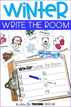 winter write the room printables for kids to practice their writing skills and activities