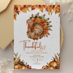 a thanksgiving card with a turkey on it