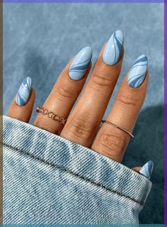 Find inspiration for 55 beautiful blue winter nail designs from solid to ombre to glitter styles perfect for the cold season. Get ideas for French tips with blue, royal, and navy polish, snowflake nail art, and swirling or marbled looks that capture the icy essence of winter. #winter #winterstyle #wintermanicure #bluenails #winternails #lightbluenails #royalbluenails #darkbluenails #navybluenails French Manicure Long Nails, Ongles Baby Blue, Nail Art Bleu, Light Blue Nail Designs, Royal Blue Nails, Dark Blue Nails, Navy Blue Nails, Light Blue Nails, Baby Blue Nails