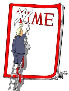 a person on a ladder painting the word x - time