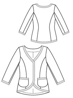 the front and back views of a women's jacket