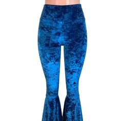 "**Due to SO MANY issues with USPS - we STRONGLY ENCOURAGE you to purchase the UPS Upgrade with your order located here: https://www.etsy.com/listing/926751536/ups-upgrade Made of luxurious royal blue 4-way stretch crushed velvet - these high-waisted bell bottoms will fit you perfectly. They hug your hips and flare out at the feet. This color is stunning! The inseam is 35\" (the mannequin is 5'8\") but can be customized by putting your desired inseam in the comments/notes when checking out. Wome Bell Bottoms Pants, High Waisted Bell Bottoms, 60s Clothing, Velvet Bell Bottoms, Velvet Mini Skirt, Blue Crush, Rave Festival, Bell Bottom Pants, Rave Outfits