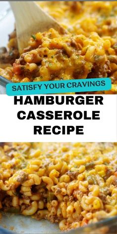 hamburger casserole recipe with text overlay