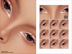 an image of the eyes and eyebrows of a woman's face with different angles