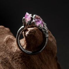 Silver ring jewelry with two amethystgift for womanamethyst | Etsy Amethyst Jewelry Ring, Amethyst Ring Silver, Seahorse Pendant, Silver Jewelry Pendant, Amethyst Jewelry, Gift For Woman, Silver Jewelry Rings, Recycled Silver, Copper Pendants