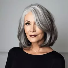 Woman 60 years old with Long Bob with Tapered Ends hair Grey Bobs, Bobs For Women, Gray Hairstyles For Women, Grey Bob Hairstyles, Grey Hair Looks, Gray Hairstyles, Gray Hair Growing Out, Gorgeous Gray Hair, Layered Haircuts For Medium Hair