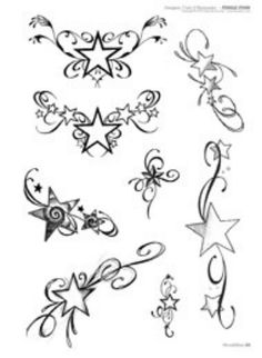 an image of tattoos with stars and swirls