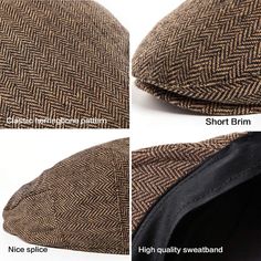 Elevate your style with our Men's Vintage Style Classic Wool Blend Tweed Flat Cap! Made with a durable wool blend, this flat cap adds a touch of sophistication to any outfit. The timeless design and warm material make it perfect for autumn and winter. Upgrade your wardrobe today! High quality wool blend tweed fabric,30% Wool 70% Polyester.Tweed is a rough, woolen fabric, of a soft texture,more closely woven.The caps attach in the front to a hard brim. Brown Tweed Hats With Herringbone Pattern, Winter Tweed Hat With Herringbone Pattern, Brown Herringbone Pattern Hat For Fall, Brown Herringbone Winter Hat, Fall Tweed Hat With Herringbone Pattern, Men's Vintage Style, Winter Knit Hats, Vintage Mens Fashion, Flat Cap