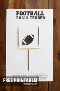 toothpicks shaped like a football on top of a piece of paper with the words football brainteaser