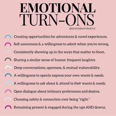 a pink poster with the words, emotions turn - ons