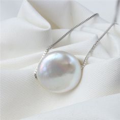 12-15mm Large Coin Pearl Pendant, Floating Coin Pearl Pendant Necklace, Wedding Pearl Necklace Jewel Mother's Day Pearl Charm Jewelry, Mother's Day Round Pearl Charm Jewelry, Mother's Day Round Pearl Drop Necklaces, Pearl Necklace With Round Pearl Charm Pendant, White Gold Pearl Necklace With Round Beads Pendant, Pearl Drop Round Necklace, Pearl Drop Necklace With Round Pearls, Pearl Chain Necklace For Mother's Day, Mother's Day Pearl Necklace With Round Pendant