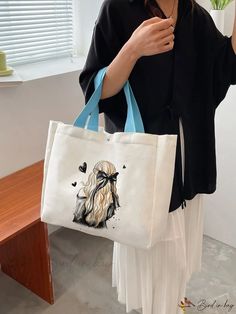 Bird in Bag - Stylish Large Capacity Casual Tote Bag for Womens Daily Use Casual Softback Canvas Shopping Bag, Casual Bucket Canvas Gift Bag, Casual Bucket Canvas Bag Gift Bag, Casual Bucket Canvas Bag For Gifts, Casual Bucket Canvas Bag, Cartoon Bag, Casual Tote Bag, Casual Tote, Bird In Bag