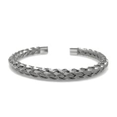 A unique piece of handmade jewelry that is super easy to put on and very comfortable You will love this amazing bracelet crafted from 5 small stainless steel wires braided in a spiral pattern. The smooth 1/4 inch wide braid is finished at each end with with rounded stainless steel caps to ensure nothing will catch on your clothes or scratch your skin. The round braid design makes the bracelet flexible which allows you to easily expand the opening while maintaining its shape. In total the length