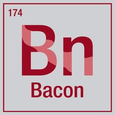 the symbol for bacon is shown in red and grey colors on a light gray background