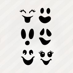 a set of smiley faces with different expressions and shapes to make it look like they are smiling