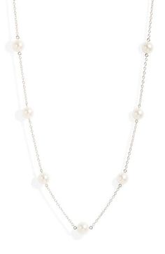 Radiant Akoya pearls make gorgeous stations on a polished chain necklace. 18k gold/saltwater cultured pearl Made in Japan Asian Owned/Founded Akoya Pearls, Womens Jewelry Necklace, Made In Japan, 18k Gold, Chain Necklace, Jewelry Necklaces, White Gold, Nordstrom, Women Jewelry