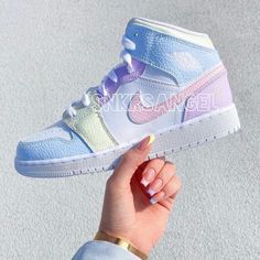 Nike Custom Air Jordan 1 Mid Sneakers Hand Painted With Leather Paint And Coated Waterproof New With Box Options To Buy Are Already Converted In Women’s Sizes !!! Size 4y- Women’s 5.5 Size 4.5y- Women’s 6 Size 5y- Women’s 6.5 Size 5.5y- Women’s 7 Size 6y- Women’s 7.5 Size 6.5y- Women’s 8 Size 7y- Women’s 8.5 Air Jordan 1 Mid Pastel, Cotton Candy Air Jordans, Jordan 1 Mid Personalizzate, Shoes Costumized Jordens 100$ To 1$ Size 4, Custom Jordan 1 High Womens, Air Jordan 1 Women, Custom Air Jordan 1, Nike Shoes Women Fashion, Nike Custom