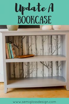 a bookcase with the title how to install wallpaper in a bookcase