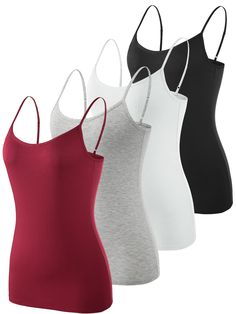 PRICES MAY VARY. ✅MATERIAL - 95% Modal, 5% spandex.Modal fabric soft and comfortable,this womens camisole is made with soft, naturally breathable fabric. ✅FEATURE - Women's tanks & camis with spagetti adjustable strap will give a perfect fit,The tank tops basic layering for women will fits your body nicely, touches soft against the skin, looks dressy, feels comfy, all of this equals the perfect adjustable strap camisoles. ✅MULTIPLE COLOR OPTIONS - Since the basic camisole are essentials and nece Everyday Tank Tops, Sleeveless Tops Summer, Strap Tank Top, Womens Camisoles, Women Skin, Spaghetti Strap Tank Top, Layered Tops, Womens Basic, Cami Tanks