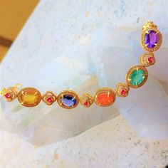 8x6 mm. natural amethyst,paraiba tourmaline,spessartine garnet, iolite and sphene and little ruby 925 silver sterling golden plate bracelet Paraiba Tourmaline, Wedding Bracelet, Tourmaline, Garnet, Ruby, 925 Silver, Gold Bracelet, Amethyst, Beaded Bracelets