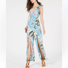 Guess Los Angeles Tropical Print (Blue, Pink, Green, Olive, Ivory), Split Leg Sleeveless Jumpsuit With Back Pockets, Back Zipper Closure And Lined Top. Size 6 Brand New Without Tags Armpit To Armpit 18” Waist 15” Inseam 28” Sleeveless Tropical Print Jumpsuits And Rompers For Vacation, Sleeveless Tropical Print Jumpsuits And Rompers For Beach, Tropical Sleeveless Floral Jumpsuits And Rompers, Tropical Floral Print Sleeveless Jumpsuit, Fitted Sleeveless Jumpsuits And Rompers For Beach Season, Fitted Sleeveless Jumpsuit For Beach Season, Sleeveless Tropical Print Jumpsuits And Rompers, Beach Season Fitted Jumpsuits And Rompers With Floral Print, Fitted Floral Print Jumpsuits For Beach Season