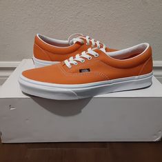 Brand New In The Box Vans Orange, Vans Sk8 Mid, Boys Vans, Old School Vans, Vans Toddler, Disney Vans, Vans Checkered, Van Color, Vans Checkerboard