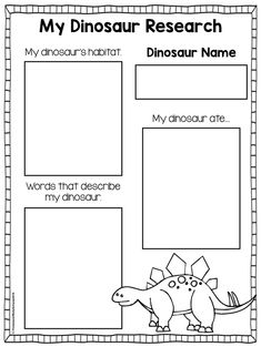 dinosaur research worksheet for kids to help students understand the dinosaurs and describe their name