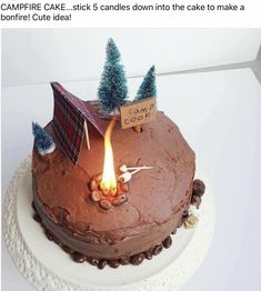 a birthday cake with a lit candle on top