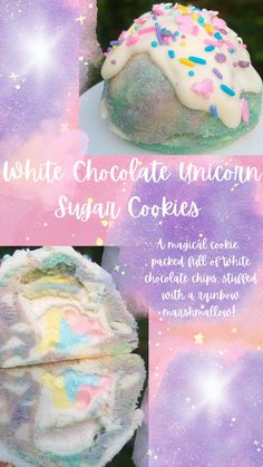 white chocolate unicorn sugar cookies with sprinkles