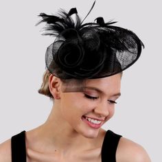 Sophisticated, Classy. And Classic Look! More Colors Available In My Closet. Bundle For Big Savings. Derby Headband, Classic Cocktail Dress, Dress Topper, Horse Wedding, Vintage Veils, Black Fascinator, Flower Fascinator, Feather Wedding, Feather Flower