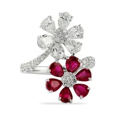 RUBY AND DIAMOND 18K WHITE GOLD RING Corundum Ring, Gemstone Diamond Ring, Marcasite Ring, Fine Diamond Jewelry, July Birthstone Jewelry, Jewelry Appraisal, Popular Jewelry, Ruby Jewelry, Buying Diamonds