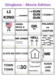 a game board with different symbols and numbers for the characters in the movie, including an arrow