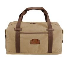 Delt Khaki Canvas Duffel With Leather Patch | Delta Tau Delta | Bags > Duffle bags Pi Kapp, Phi Delt, Phi Kappa Psi, Delta Sigma Phi, Theta Chi, Lambda Chi Alpha, Kappa Kappa Psi, Sigma Pi, Delta Chi