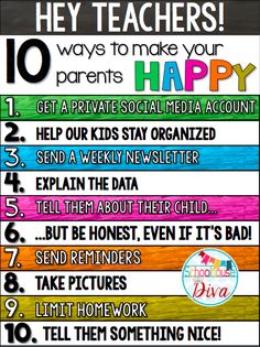 a poster with the words 10 ways to make your parents happy and how to use it