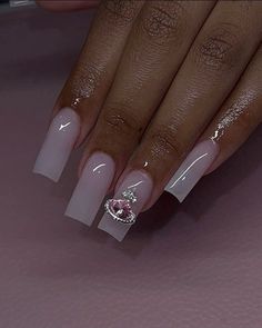 Ongles Bling Bling, Nails Girly, Nyc Nails, French Tip Acrylic Nails