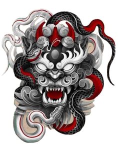 Tato Irezumi, Hannya Maske, Daruma Doll Tattoo, Japanese Foo Dog, Foo Dog Tattoo Design, Tato Maori, Foo Dog Tattoo, Lion Tattoo Sleeves, Samurai Tattoo Design